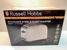 RRP £32.00 Russell Hobbs 23334 Stainless Steel 2 Slice Toaster, Cream