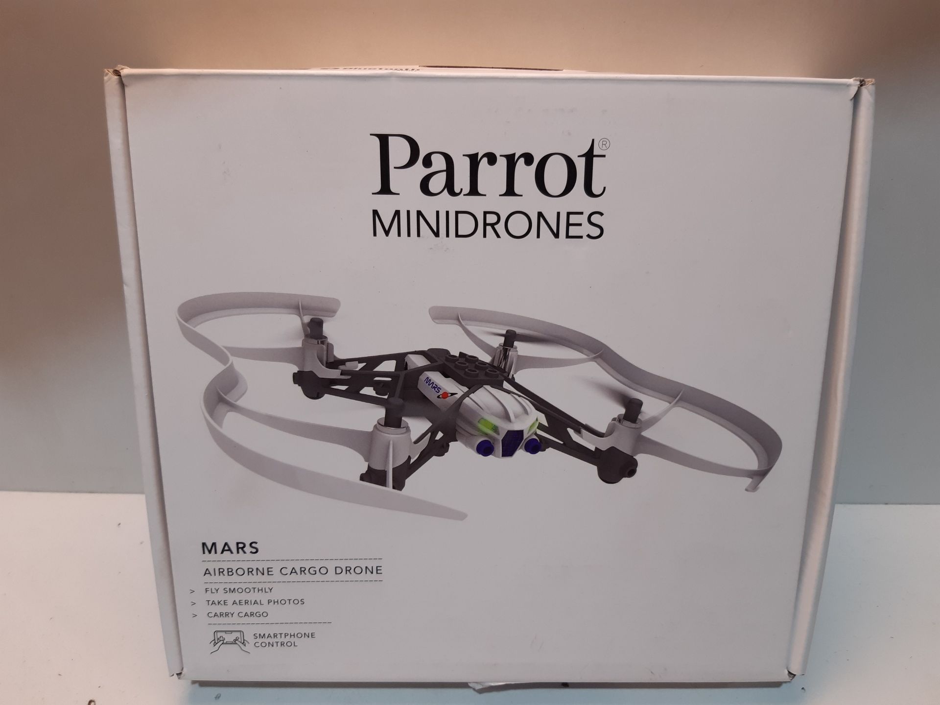 RRP £79.47 Parrot Airborne Cargo Drone Mars Customisable Quadcopter Minidrone - White