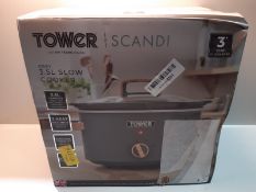 RRP £34.52 Tower Scandi T16034GRY Slow Cooker with 3 Heat Settings, 3.5L, 210W, Grey