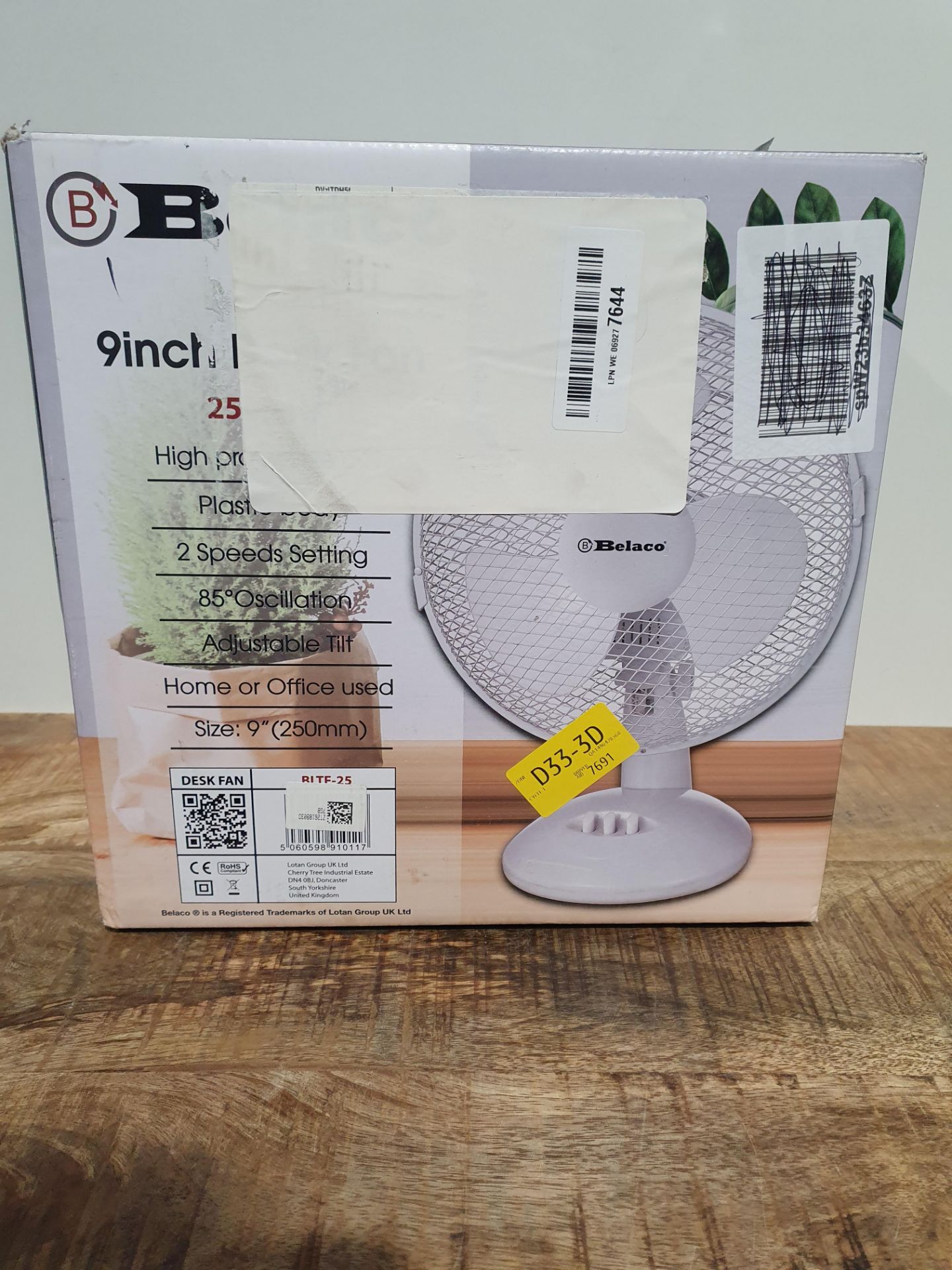 RRP £13.15 Belaco 9inch Table Fan Desk Fan with 2 Speed Oscillating