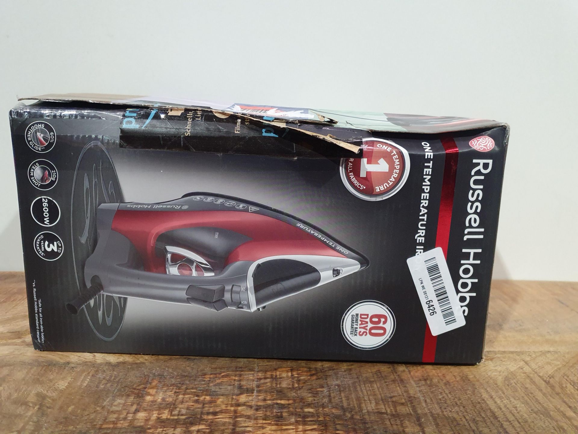 RRP £41.67 Russell Hobbs 25090 One Temperature Steam Iron, 2600 W, Red/Black