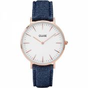 BRAND NEW IN POUCH CLUSE DENIM LOOK WATCH RRP £80 - MAY NEED NEW BATTERY AS BEEN IN THE BOX FOR A