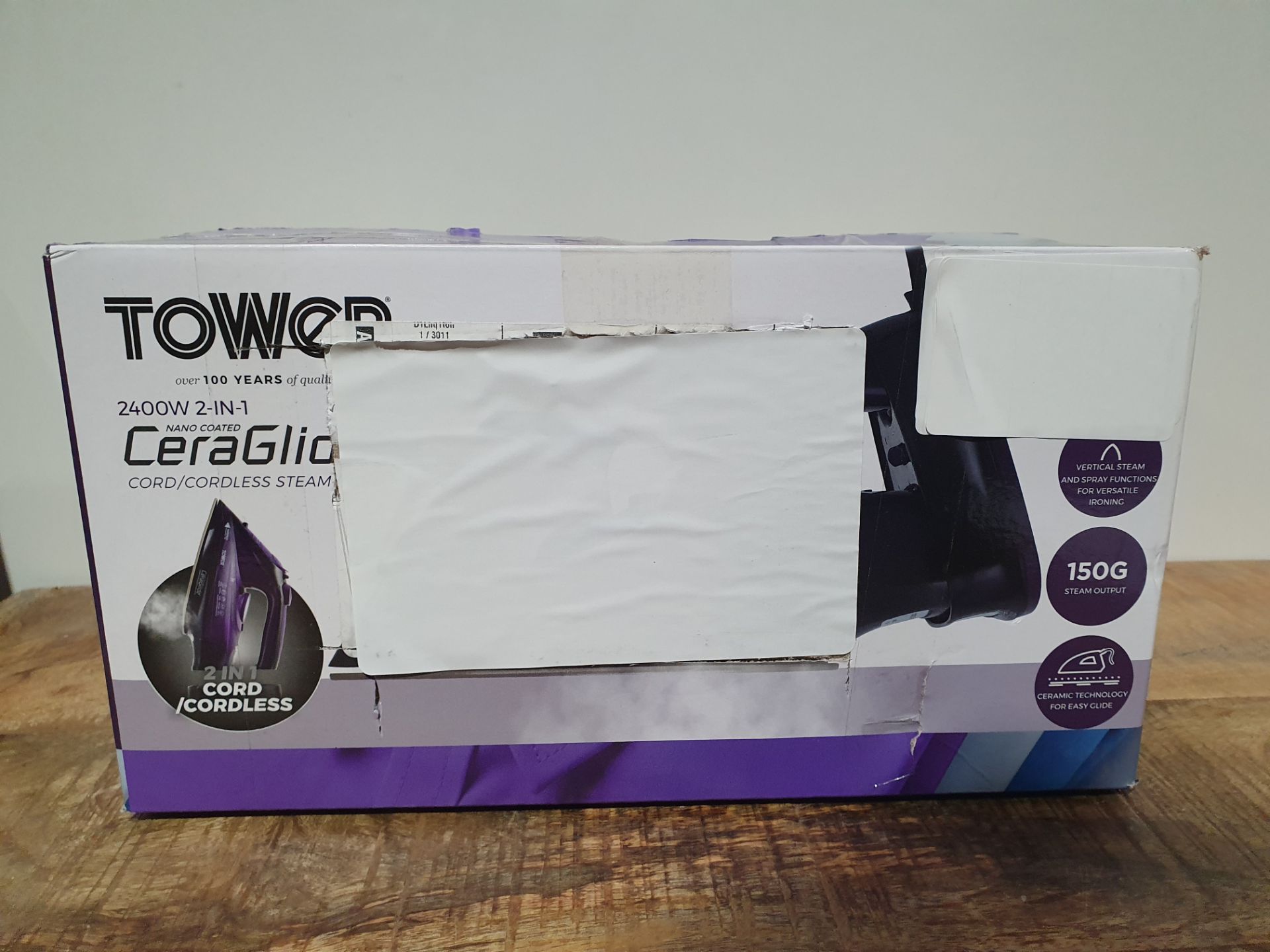 RRP £28.94 Tower T22008 CeraGlide 2-in-1 Cord or Cordless Steam