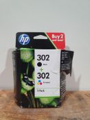 RRP £26.99 HP X4D37AE 302 Original Ink Cartridges, Black and Tri-colour, Multipack