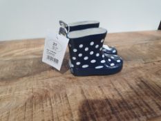 POLKA DOT NAVY WELLINGTON BOOTS SIZE UK 4.5