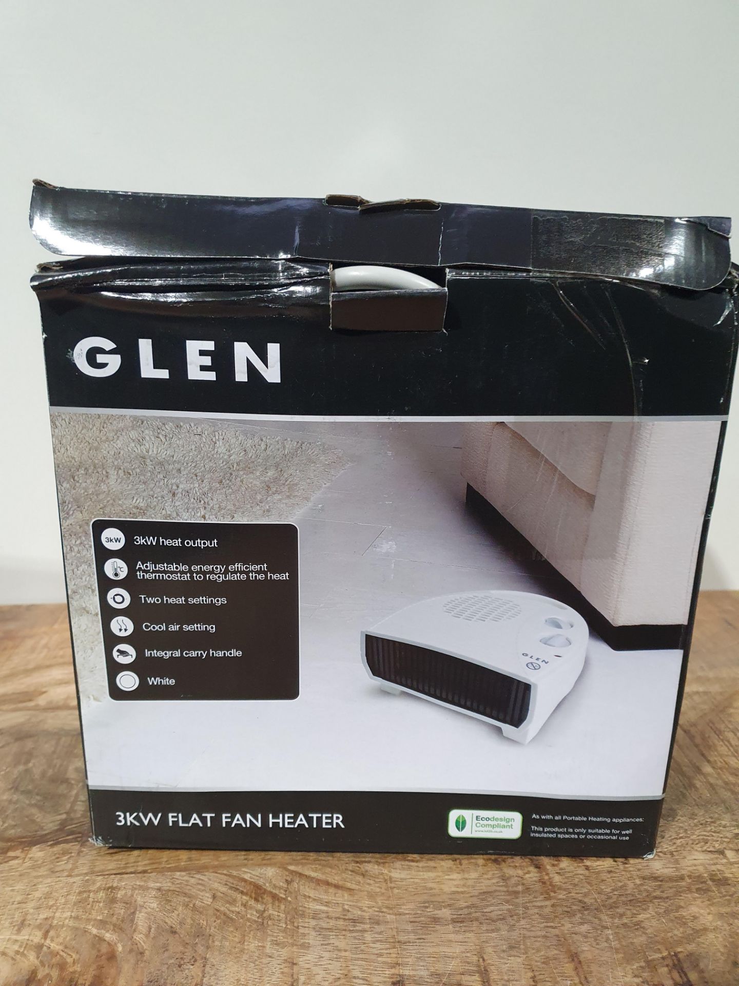 RRP £29.99 Glen 3kw Fan Heater with Thermostat