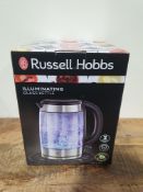 RRP £38.99 Russell Hobbs 21600-10 Illuminating Glass Kettle, Black, 1.7 Litre, 3000 Watt