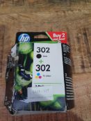 RRP £26.99 HP X4D37AE 302 Original Ink Cartridges, Black and Tri-colour, Multipack