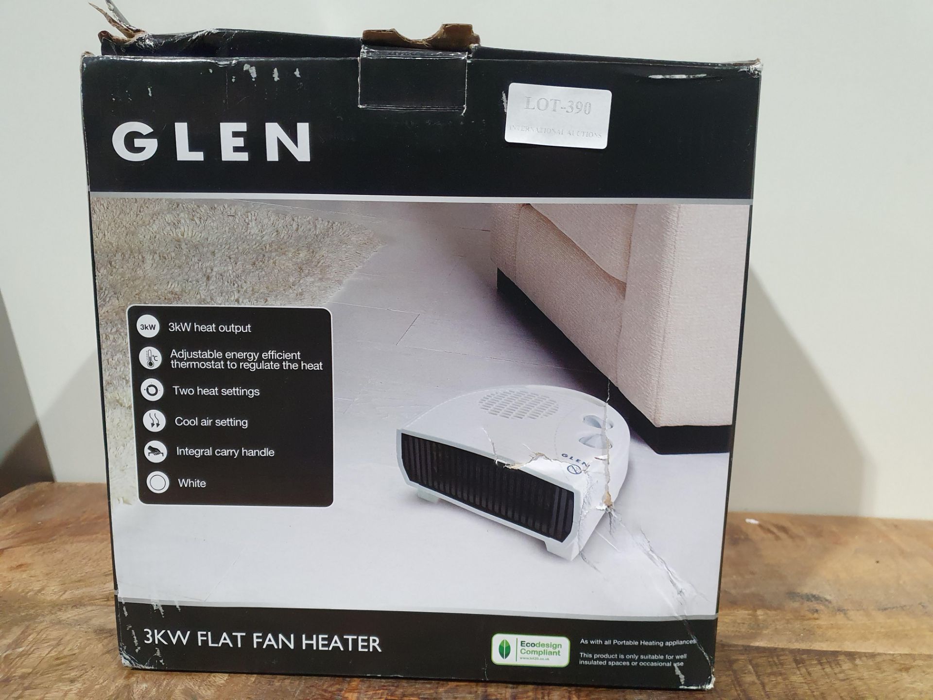 RRP £29.99 Glen 3kw Fan Heater with Thermostat