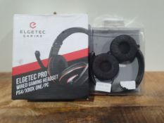 X 2 ITEMS TO INCLUDE ELGETEC GAMING GAMING HEADSET & HEADPHONES