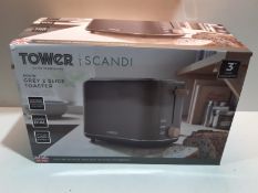 RRP £26.99 Tower Scandi T20027G 2-Slice Toaster with Adjustable Browning Control