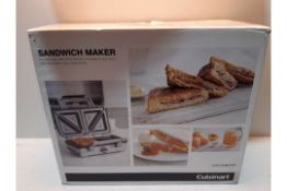 RRP £59.99 Cuisinart Sandwich Maker;Non-Stick Removable Plates;Silver;GRSM1U