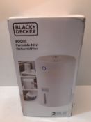 RRP £44.99 BLACK+DECKER BXEH60001GB 900ml Portable Mini Dehumidifier, White