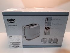 RRP £29.99 Beko TAM8202T Cosmopolis 2 Slice Toaster Duck Egg, teal