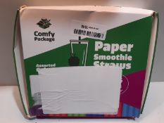 RRP £6.99 Paper Jumbo Smoothie Straws,100% Biodegradable [100 Pack] Assorted Colors