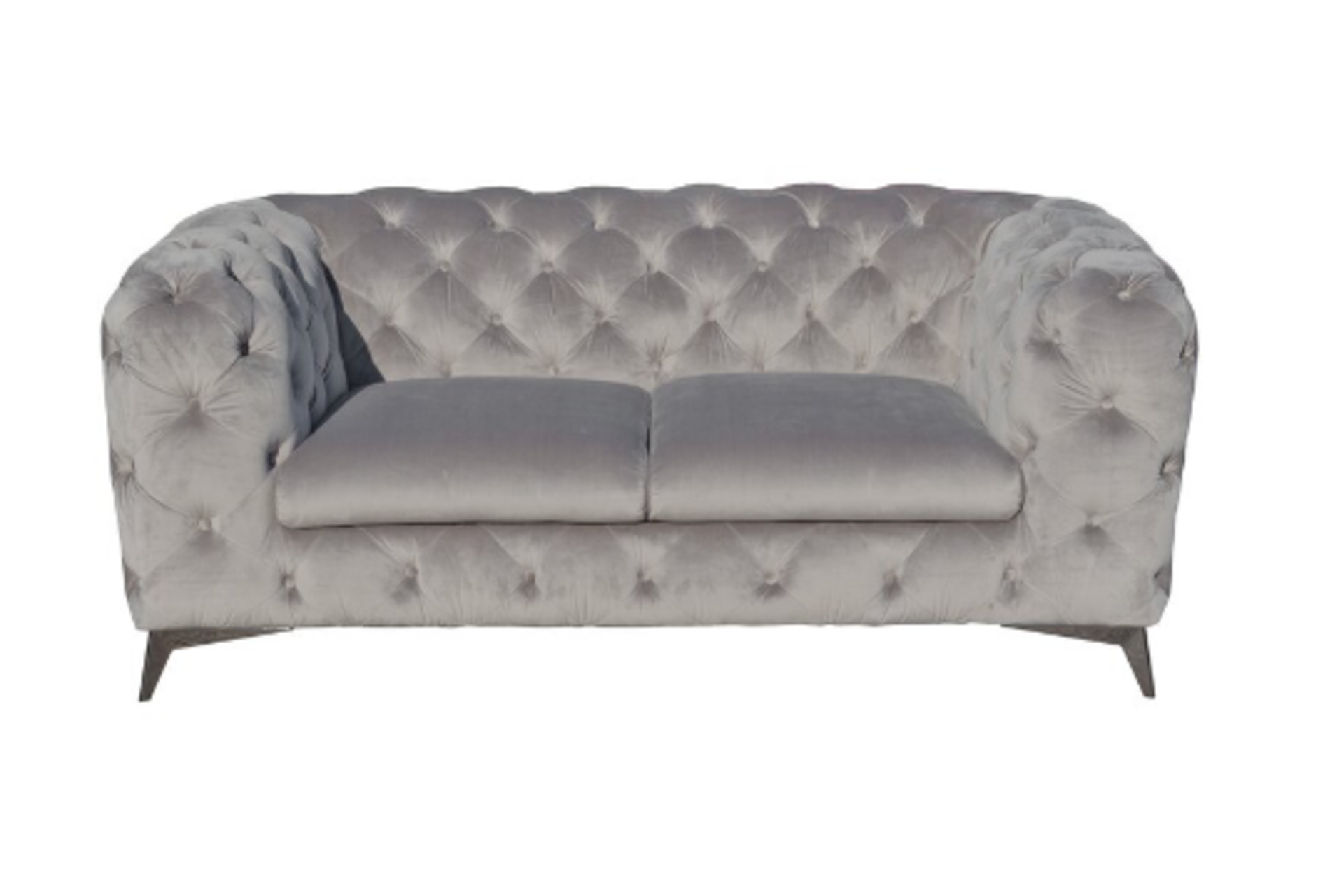 Plush Velvet Chesterfield 2 Seater Sofa Luxurious Couch Silver Grey Wayfair, Appears New