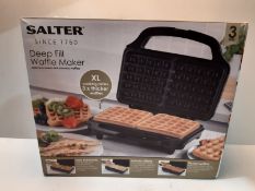 RRP £21.99 Salter EK2249 Deep Fill Waffle Maker with XL Non-Stick Cooking Plates