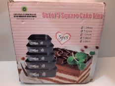 RRP £16.99 Ariana Homewareå¨ Set of 5 Non-Stick Square Cake Tins