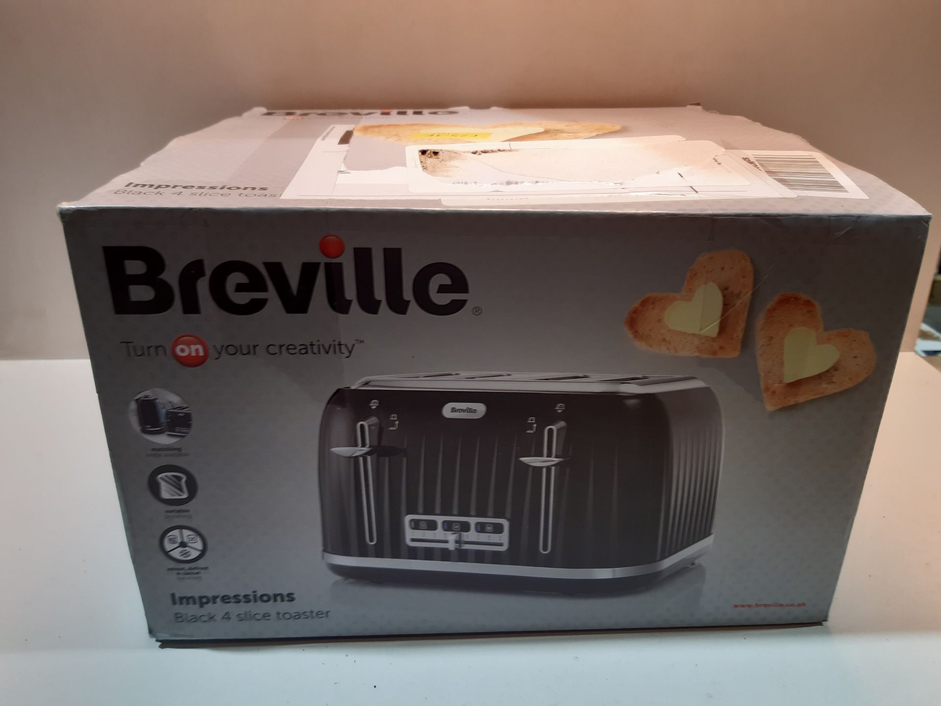 RRP £39.99 Breville VTT476 Impressions 4-Slice Toaster with High-Lift and Wide Slots