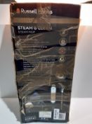 RRP £39.99 Russell Hobbs RHSM1001-G Steam and Clean Steam Mop White & Aqua -