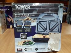 RRP £40.31 Tower T27020 3-in-1 Deep Fill Sandwich Maker with Interchangeable Waffle Plates