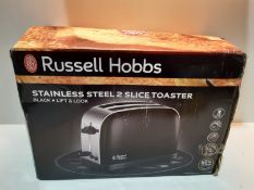 RRP £29.99 Russell Hobbs 23331 Stainless Steel 2 Slice Toaster, Black