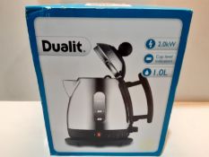 RRP £59.99 Dualit Lite Kettle;1 L 2 kW Jug Kettle;Polished with Canvas White Trim