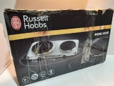 RRP £37.49 Russell Hobbs 2 Plate Mini Hot Plate Hob 15199, 1500 W - Stainless Steel