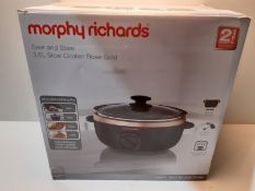 RRP £33.99 Morphy Richards Sear and Stew Slow Cooker 460016 Black and Rose Gold