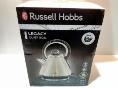 RRP £39.99 Russell Hobbs 21888 Legacy Quiet Boil Electric Kettle, 3000 W, 1.7 Litre, Cream