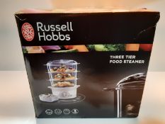 RRP £25.00 Russell Hobbs 21140 3-Tier Food Steamer, 800 W, 9 Litre, White
