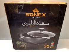 RRP £4.55 Amal‰Ûªs 30cm Black Wok Non Stick with Lid Wok & Stir-Fry