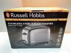 RRP £28.00 Russell Hobbs 23332 Stainless Steel 2 Slice Toaster, Grey