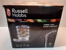 RRP £25.00 Russell Hobbs 21140 3-Tier Food Steamer, 800 W, 9 Litre, White