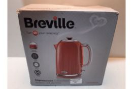RRP £38.46 Breville Impressions Electric Kettle, 1.7 Litre, 3 KW Fast Boil, Red [VKJ956]