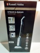 RRP £39.99 Russell Hobbs RHSM1001-G Steam and Clean Steam Mop White & Aqua -