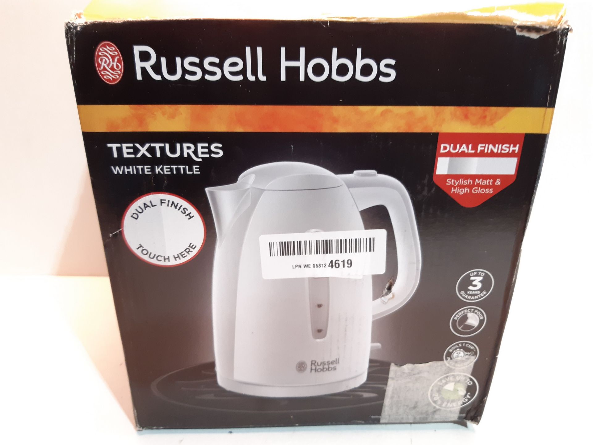 RRP £20.00 Russell Hobbs 21270 Textures Plastic Kettle, 1.7 Litre, 3000 W, White