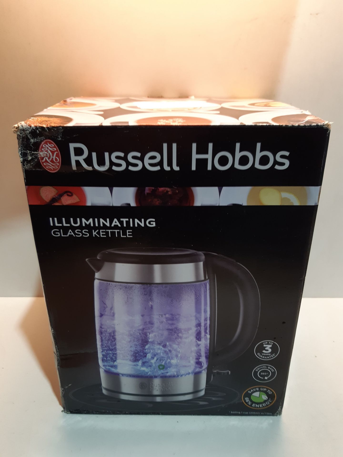 RRP £38.99 Russell Hobbs 21600-10 Illuminating Glass Kettle, Black, 1.7 Litre, 3000 Watt