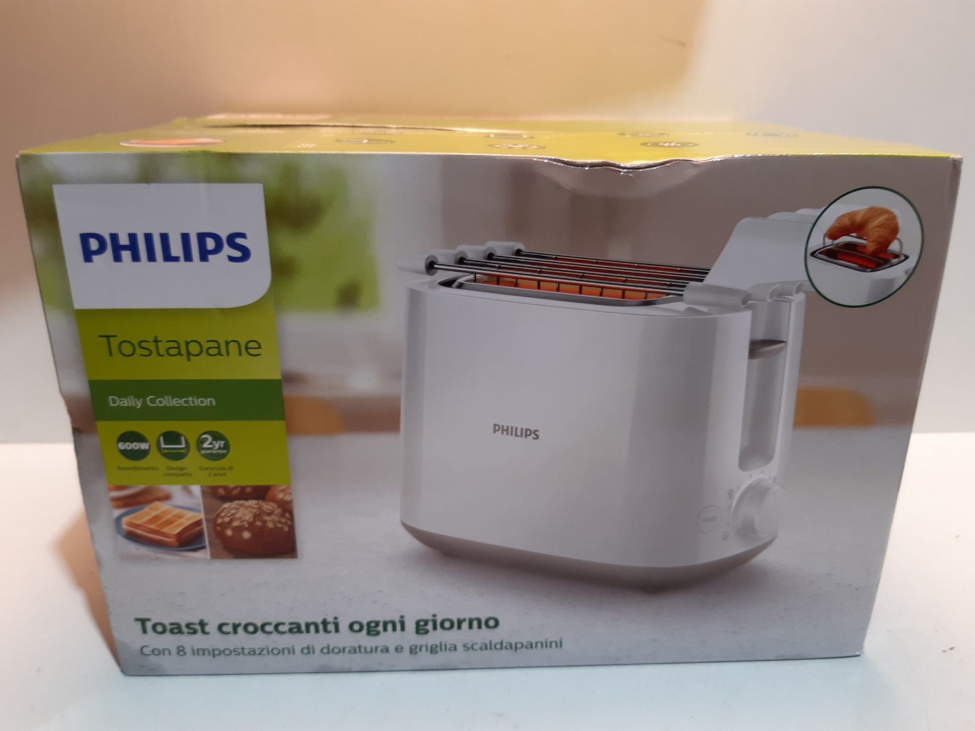 RRP £48.99 Philips Daily Collection HD2583/00 Tostapane con Pinza per Sandwich