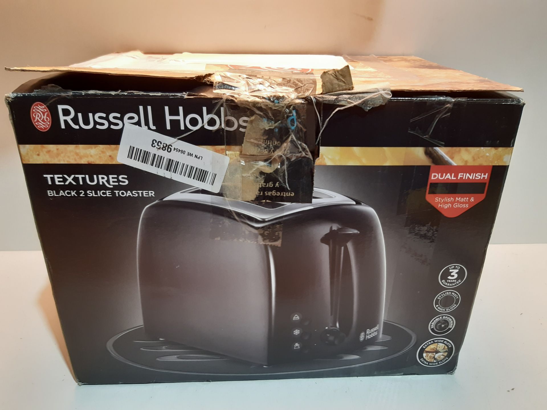 RRP £21.99 Russell Hobbs 21641 Textures 2-Slice Toaster, 700 - 850 W, Black