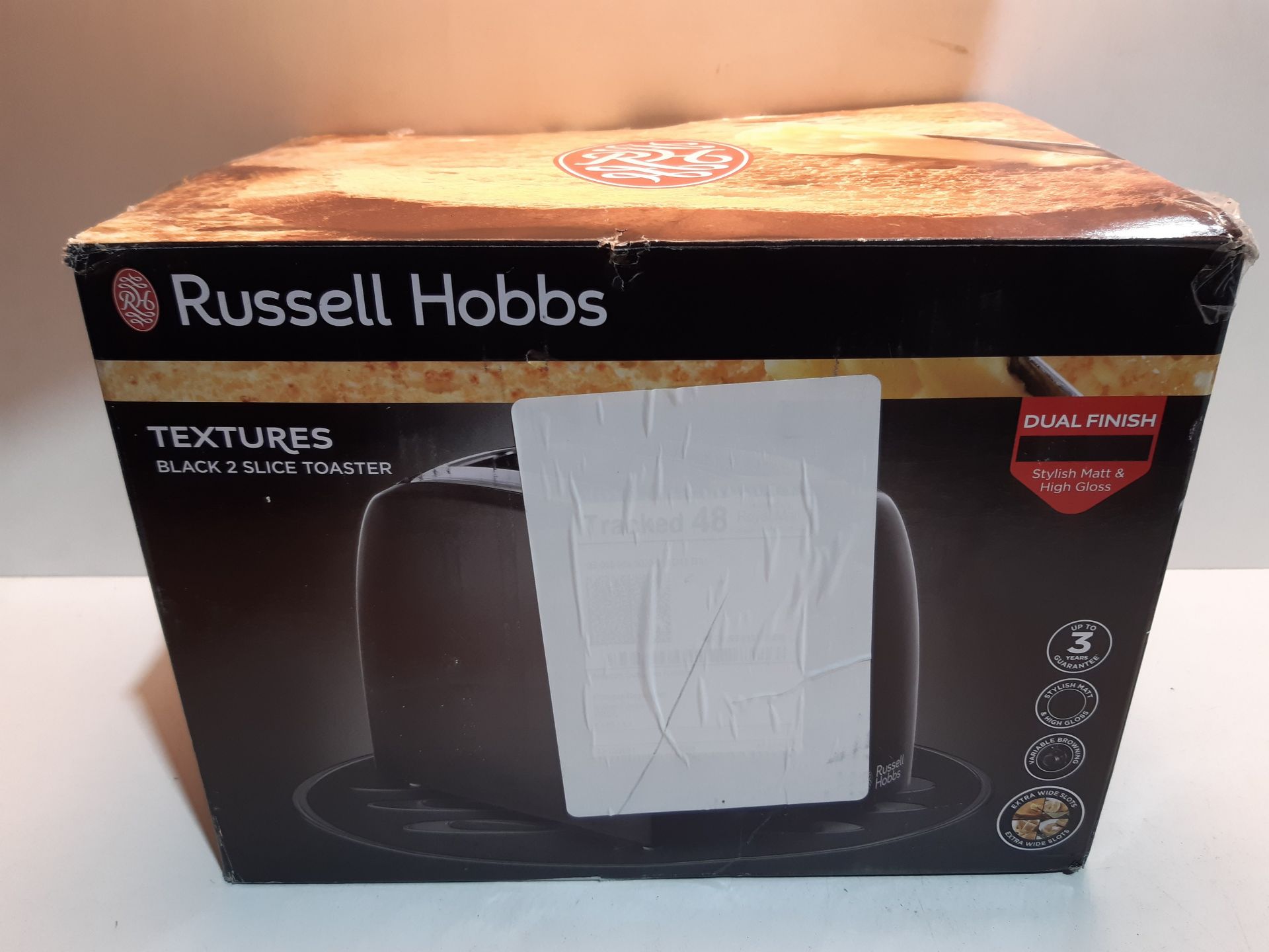 RRP £20.00 Russell Hobbs 21641 Textures 2-Slice Toaster, 700 - 850 W, Black