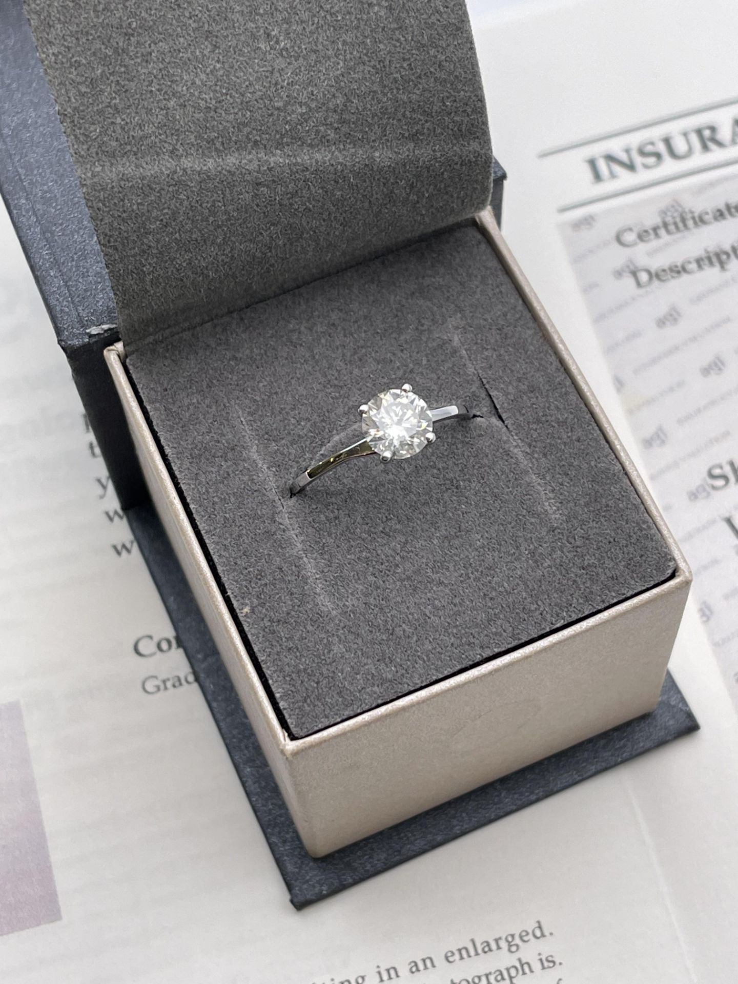 ***£9005.00*** 18CT WHITE GOLD LADIES DIAMOND SOLITAIRE RING, SET WITH ONE BRILLIANT CUT DIAMOND, - Image 2 of 2