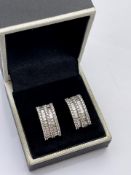 ***£5057.00*** 18CT WHITE GOLD LADIES DIAMOND EARRINGS, SET WITH SEVENTY EIGHT ROUND BRILLIANT CUT