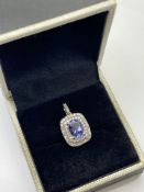 ***£2955.00*** 10K WHITE GOLD LADIES DIAMOND AND TANZANITE PENDENT, D/VS QUALITY, INCLUDES GIE