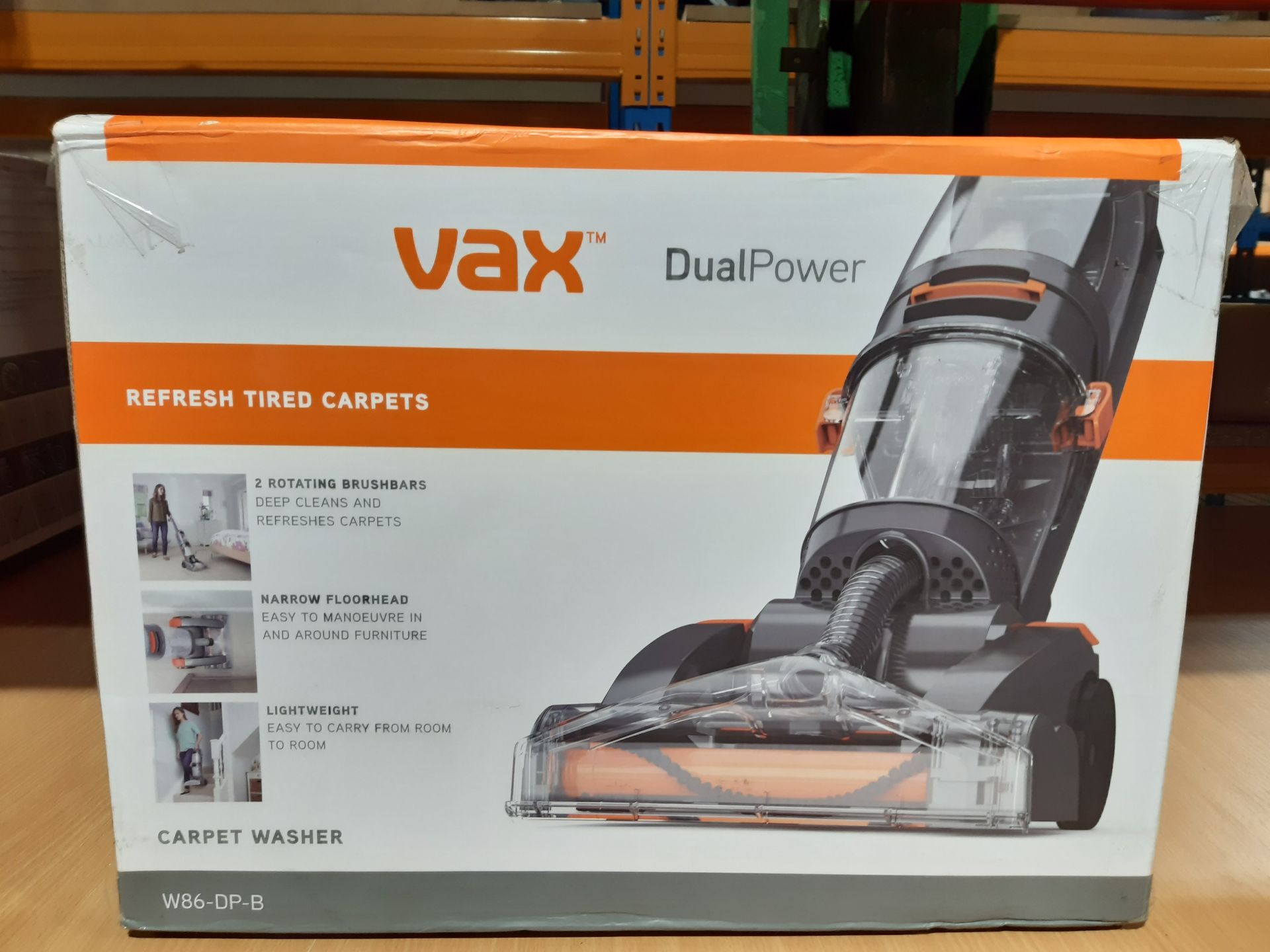 RRP £94.99 Vax W86-DP-B Dual Power Carpet Cleaner, 2.7 Litre, 800 W, Grey/Orange