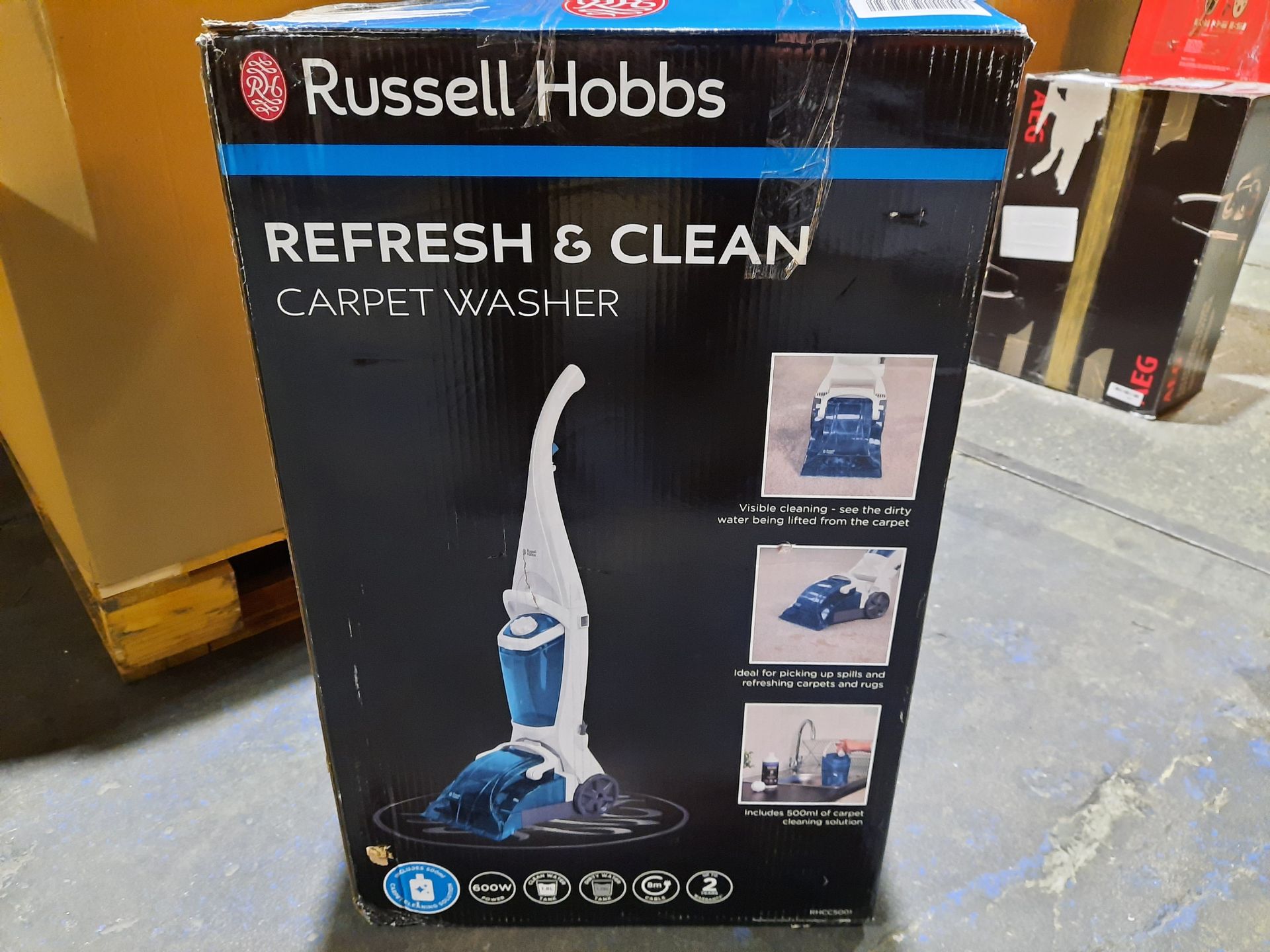 RRP £62.96 Russell Hobbs RHCC5001 Lightweight 500w Carpet Washer & Cleaner White & Aqua