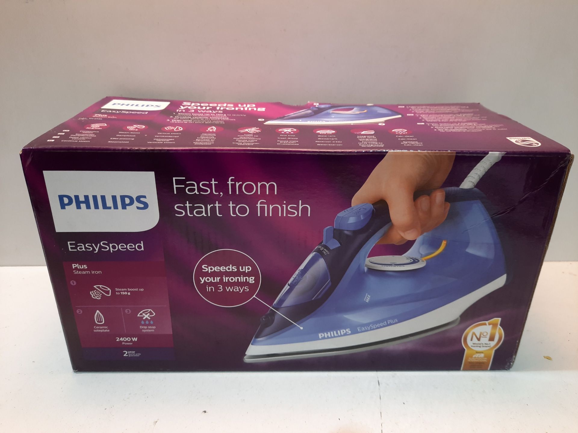 RRP £6.08 Philips Easyspeed Plus Steam Iron with 150g Steam Boost