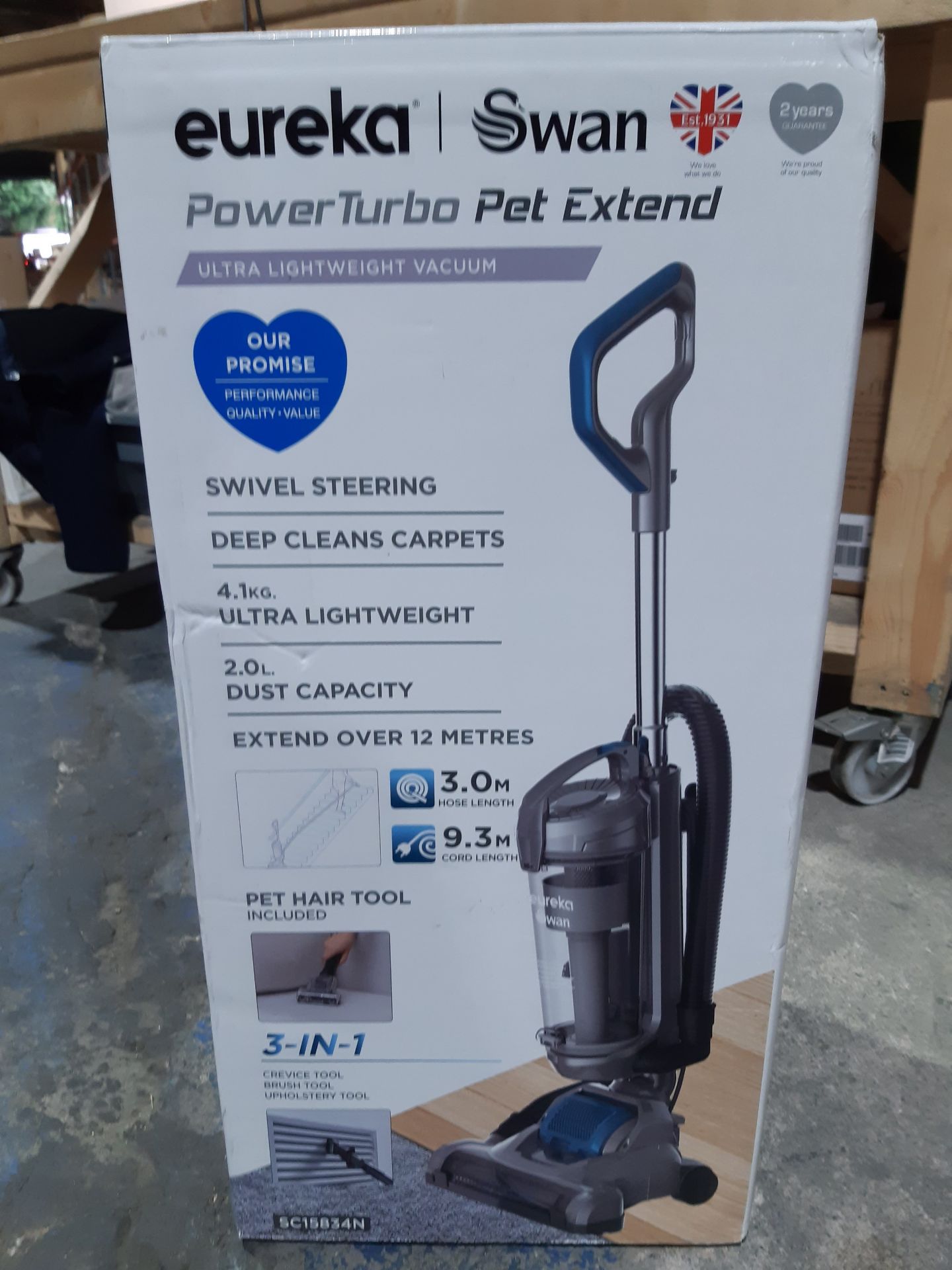 RRP £49.99 Swan Eureka TurboPower Pet Extend Upright Vacuum Cleaner