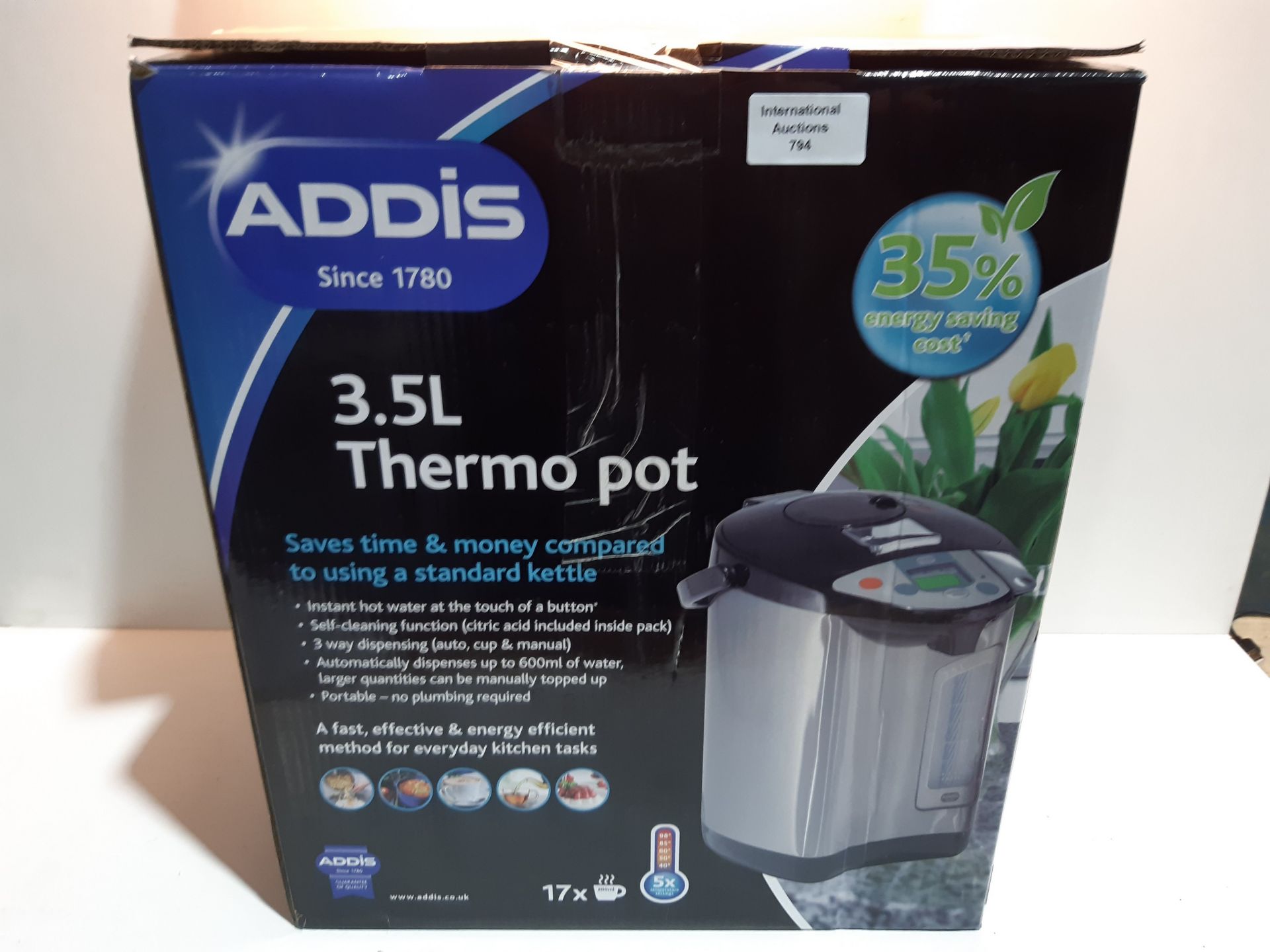 RRP £69.99 Addis 516521 Thermo Pot Instant Thermal Hot Water Boiler Dispenser