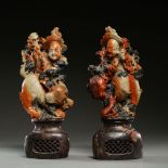 A PAIR OF SHOUSHAN STONE ORNAMENTS, QING DYNASTY, CHINA